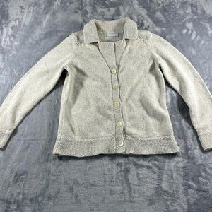 Cream and tan with some lavender stitching button down cardigan